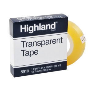 Transparent Tape, 1-2" x 1296" Per Roll, 1" Core