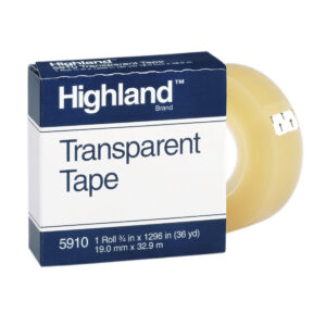 Transparent Tape, 3-4" x 1296", 1" Core, Clear