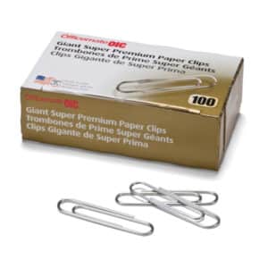 Paper Clips, Giant, Super Premium, 100-Box