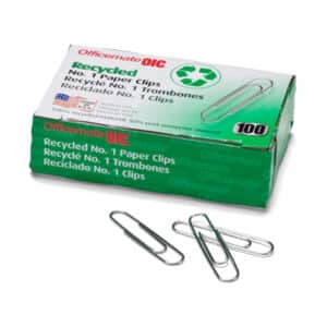 Recycled Paper Clips, #1 Gem, 100 Per Box, 10 Boxes
