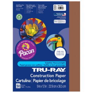 Construction Paper, Heavyweight, Warm Brown, 9" x 12", 50 Sheets