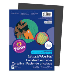 Construction Paper, Medium Weight, Black, 9" x 12", 50 Sheets