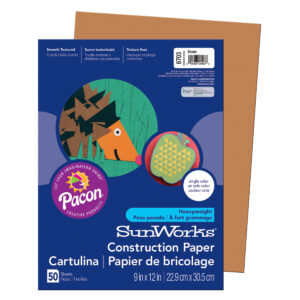 Construction Paper, Medium Weight, Brown, 9" x 12", 50 Sheets