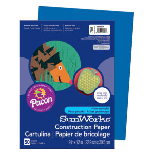 Construction Paper, Medium Weight, Bright Blue, 9" x 12", 50 Sheets
