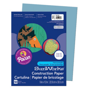 Construction Paper, Medium Weight, Sky Blue, 9" x 12", 50 Sheets