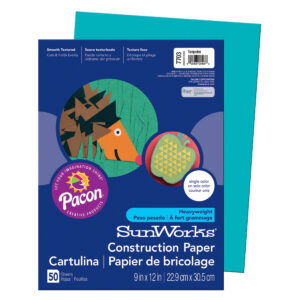 Construction Paper, Medium Weight, Turquoise, 9" x 12", 50 Sheets