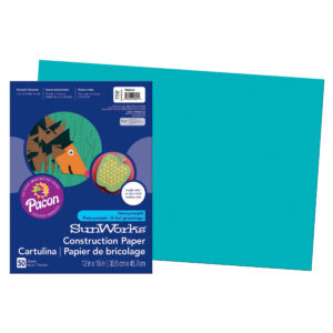 Construction Paper, Medium Weight, Turquoise, 12" x 18", 50 Sheets