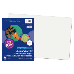Construction Paper, Medium Weight, White, 12" x 18", 50 Sheets