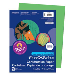 Construction Paper, Medium Weight, Bright Green, 9" x 12", 50 Sheets
