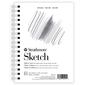 200 Series Sketch Paper Pad, Side Wire Binding, 100 Sheet, 5.5x8.5 inch, 1 Count
