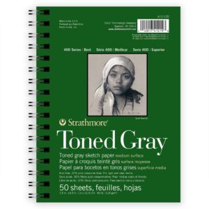 400 Series Sketch Paper Pad, Recycled, Toned Gray, Side Wire Binding, 50 Sheet, 5.5x8.5 inch, 1 Count