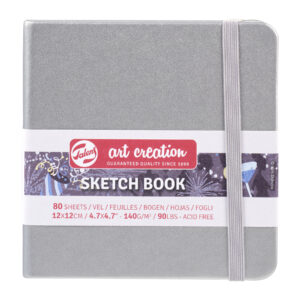 Sketchbook, 80 Sheets, 90lbs, Shiny Silver Cover, 4.7" x 4.7"