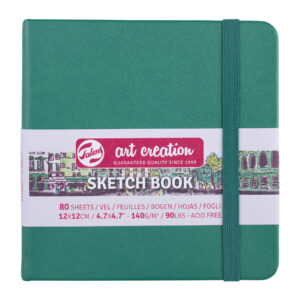 Sketchbook, 80 Sheets, 90lbs, Forest Green Cover, 4.7" x 4.7"