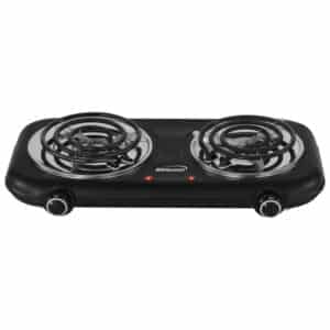 Double-Coiled 1,100-Watt Countertop Electric Burner with Temperature Control and Power Indicator Light, Black