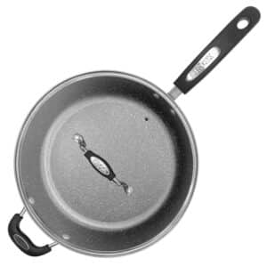 Terra Black Marble 12-In. Non-Stick PFOA-Free Deep Fry Pan with Lid and Bakelite(R) Handle