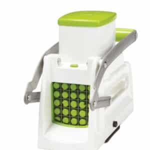 Pro Fry Cutter and Cuber Multiuse Kitchen Tool, White with Green
