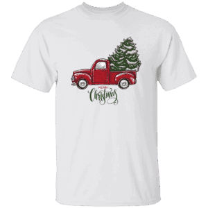 Merry Christmas Truck Unisex Black & White T-Shirt