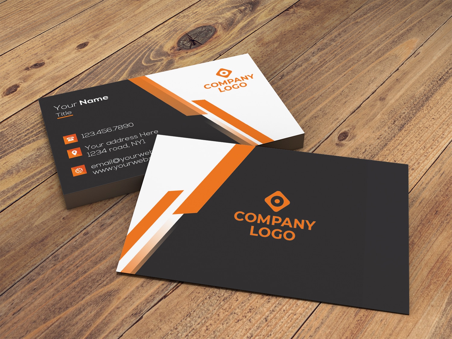 06 Orange gradiend lines Business Card