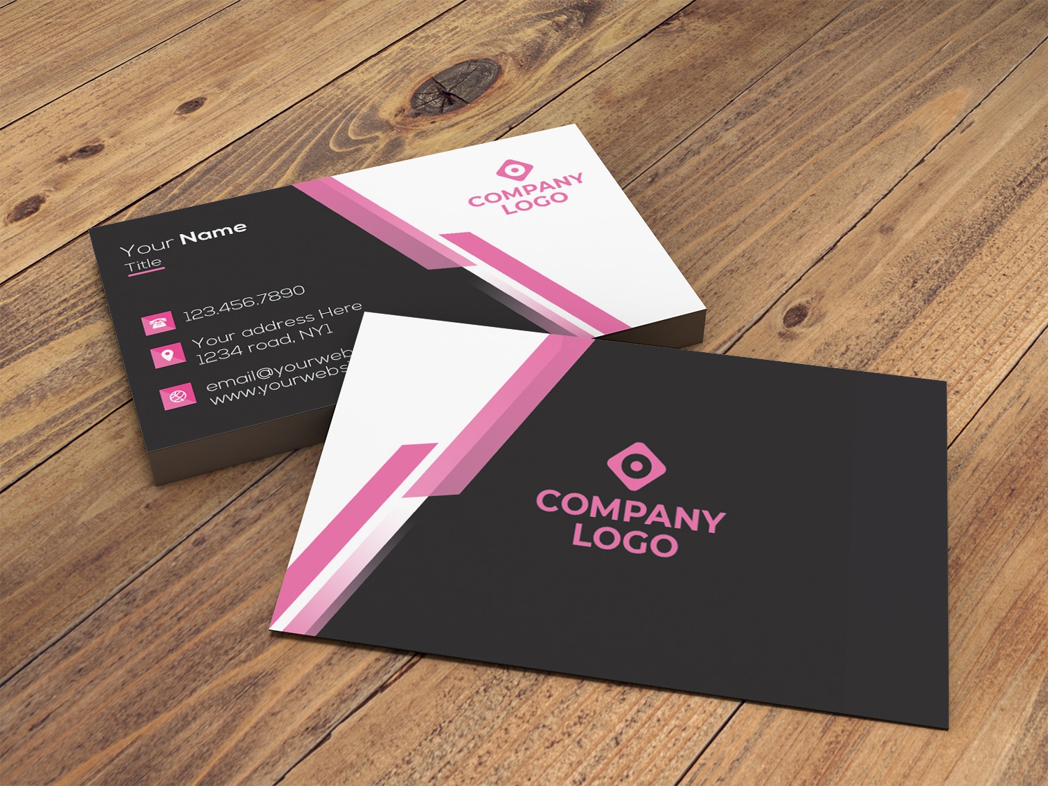 07 Pink gradiend lines Business Card