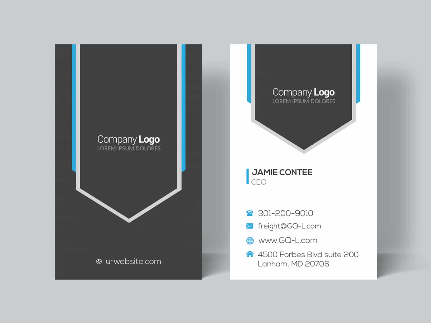 08 Modern Sky Blue Vertical Business Card mockup2