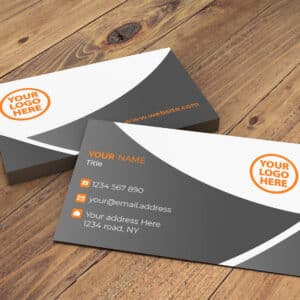 Orange & Gray Curved Business Card