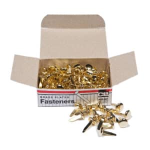 Fasteners, Round Head, Brass Plated, 1-2 Inch Shank, 8 mm Head, 100-Pack
