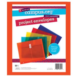 Project Envelope, 1-1-4" Expansion, String-Tie Closure, Side Load, Letter Size, Pack of 5