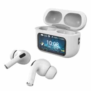 Bluetooth(R) Earbuds with Microphones and ANC, True Wireless with Smart Display Charging Case, IQ-341ANC (White)