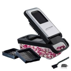 Vegetable Chopper with 3.6-Cup Storage Container and 2 Interchangeable Stainless Steel Blades, Black