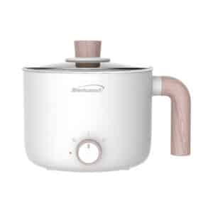 1.6-Qt. 600-Watt Multi-Function Electric Hot Pot Cooker with Ceramic Nonstick Coating (White)