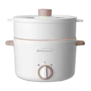 3.2-Qt. Multi-Function Electric Hot Pot Cooker with Food Steamer and Ceramic Non-Stick Coating, White, HPS-3302W