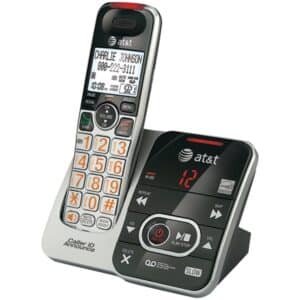 DECT 6.0 1 Handset Big-Button Cordless Phone System with Digital Answering System and Caller ID, Black and Silver