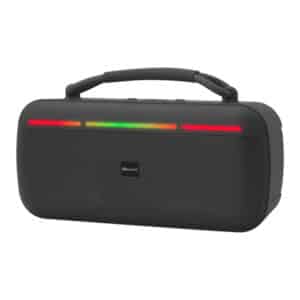15-Watt-RMS Halo Glow Portable Bluetooth(R) Rechargeable Speaker with TWS, Lights, USB-microSD(TM) Card, FM, up to 20 Hours Play Time (Black)