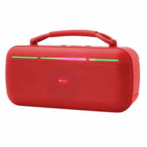 15-Watt-RMS Halo Glow Portable Bluetooth(R) Rechargeable Speaker with TWS, Lights, USB-microSD(TM) Card, FM, up to 20 Hours Play Time (Red)