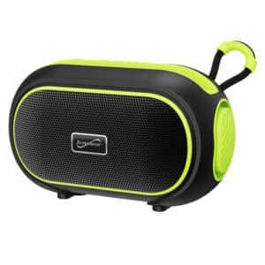 7-Watt-RMS VIBE!! DOCK Portable Bluetooth(R) Rechargeable Speaker with Phone Holder, TWS, FM, USB-microSD(TM) Inputs, Strap (Green)