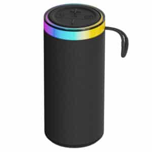 8-Watt-RMS Portable Bluetooth(R) Rechargeable Speaker with TWS, LED Lights, Speakerphone, USB-microSD(TM) Card, and FM Radio (Black)