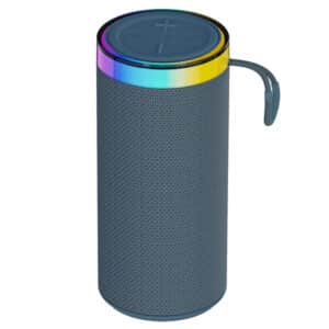 8-Watt-RMS Portable Bluetooth(R) Rechargeable Speaker with TWS, LED Lights, Speakerphone, USB-microSD(TM) Card, and FM Radio (Blue)