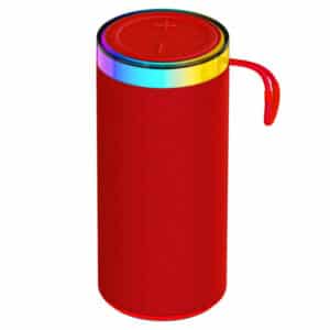 8-Watt-RMS Portable Bluetooth(R) Rechargeable Speaker with TWS, LED Lights, Speakerphone, USB-microSD(TM) Card, and FM Radio (Red)