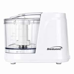 1.5-Cup 100-Watt Mini Food Chopper with 1-Touch Pulse, Stainless Steel Blades, Drizzle Hole, Dishwasher-Safe Parts, MC-102 (White)