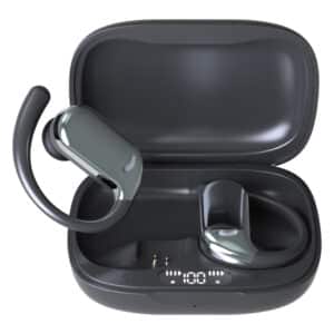 Nyxa TWS Bluetooth(R) v5.4 In-Ear Earphones with Mic, LED Battery Display on Charging Case, Flexible Earhooks, up to 6 Hours Play Time (Black)