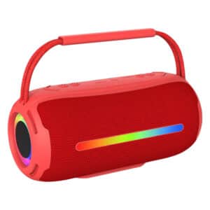 20-Watt FLEX-3 Micro Boom Portable Bluetooth(R) Flame Mini Speaker with TWS, RGB Lights, USB-microSD(TM) Card-Aux, FM, up to 6 Hours Play Time (Red)