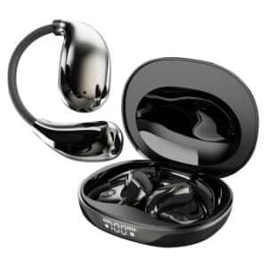WAVE-88 AI Translator TWS Bluetooth(R) Open-Ear Earbuds with Mics, On-Ear Controls, Charging Case with Screen, up to 6 Hours Play Time (Black)